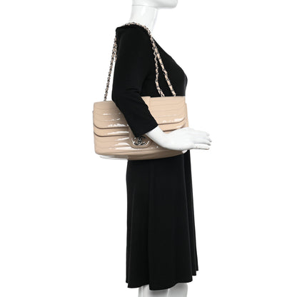 Chanel Patent Horizontal Quilted Jumbo Single Flap Pink 2 of 18