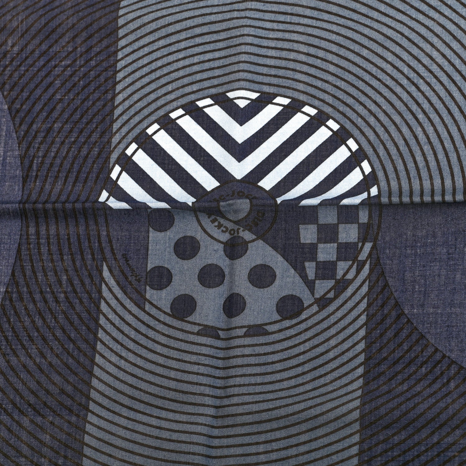 Hermes Wool Silk Disc Jockey Scarf 100 Bleu Ardoise Marine Ciel 5 of 5