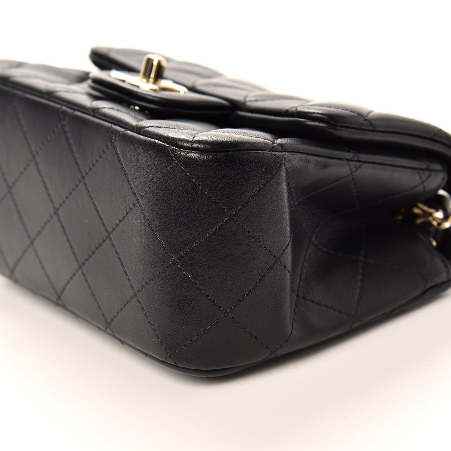 Lambskin Quilted Mini Square Flap Black