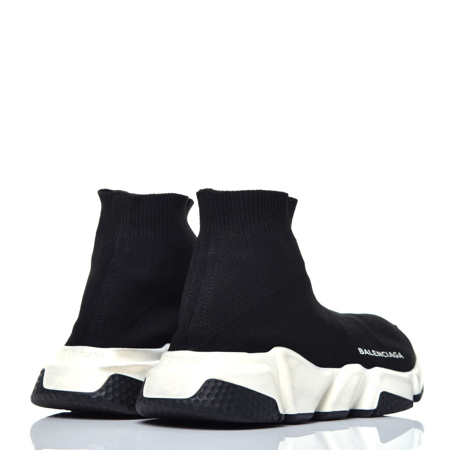 Balenciaga Neoprene Knit Womens Speed Sneakers 37 Black White 4 of 7