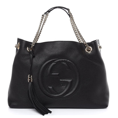 Gucci Pebbled Calfskin Medium Soho Chain Shoulder Bag Black 1 of 9