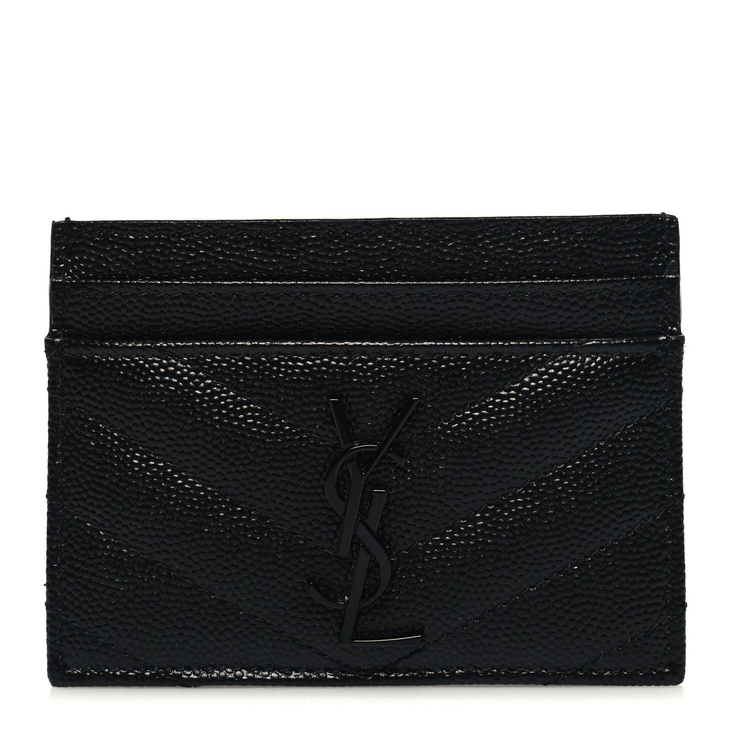 Grain De Poudre Matelasse Chevron Monochrome Monogram Credit Card Case Black