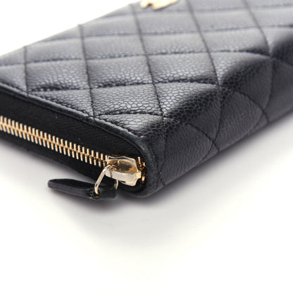 Chanel Caviar Quilted Large Gusset Zip Around Wallet Black 7 of 9