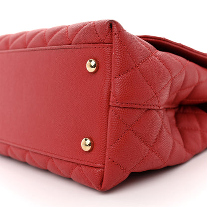 Chanel Caviar Lizard Embossed Quilted Small Coco Handle Flap Red 10 of 15