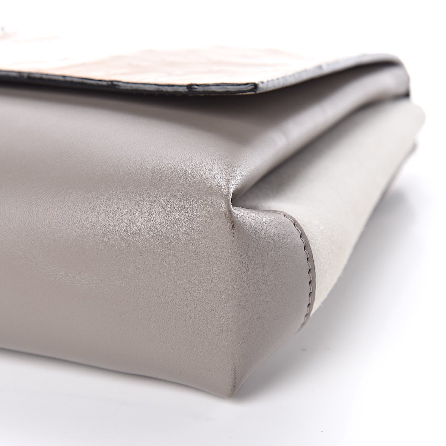 Proenza Schouler Ostrich Calfskin Suede PS Elliot Clutch Ciclo Pulver Ivory Black 10 of 12