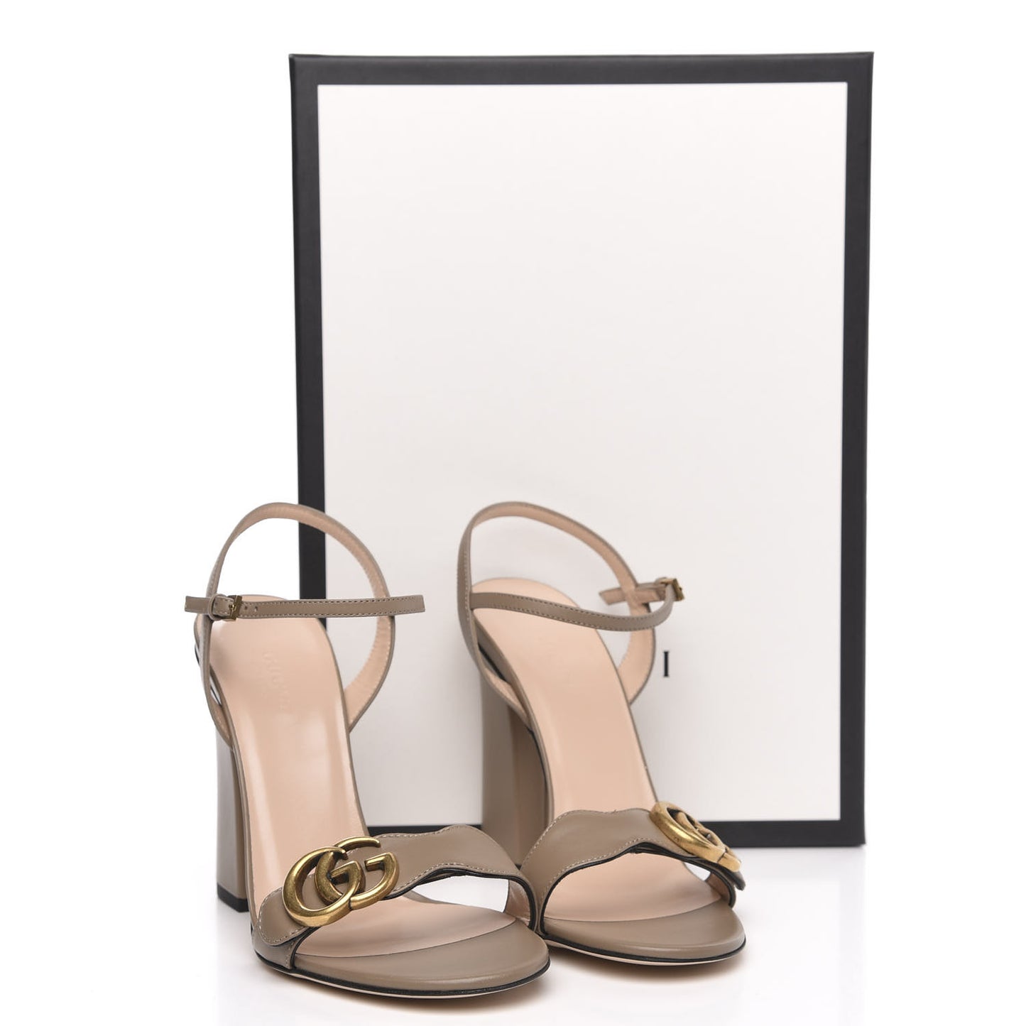 Lifford Calfskin GG Marmont Ankle Wrap 105mm Sandals 36.5 Mud