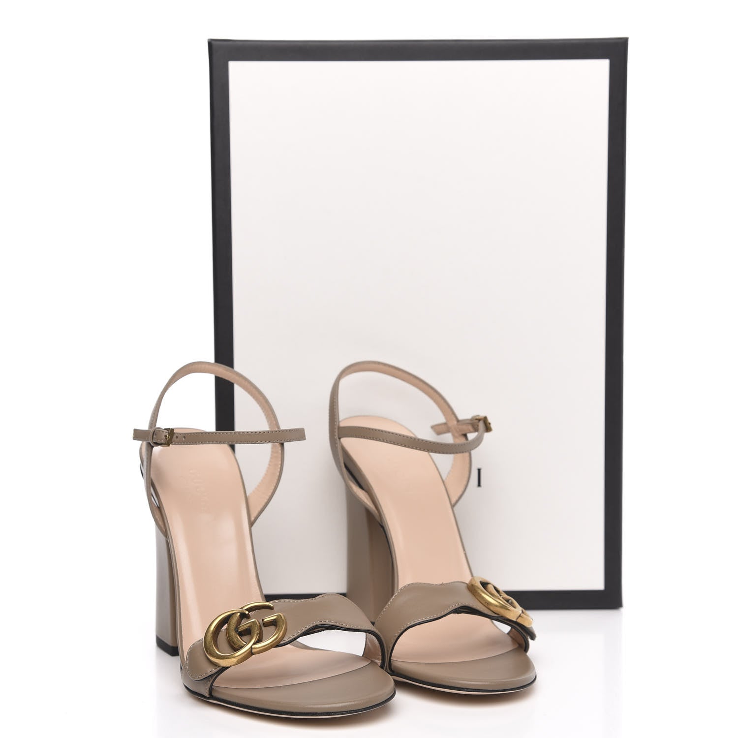 Gucci Lifford Calfskin GG Marmont Ankle Wrap 105mm Sandals 36.5 Mud 8 of 8