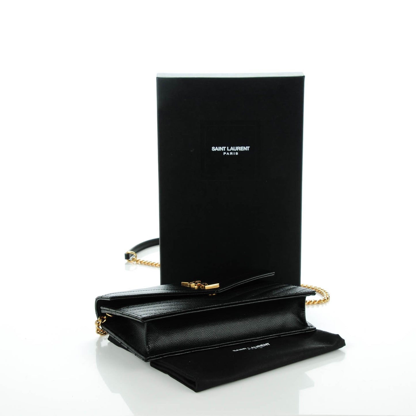 Grain De Poudre Matelasse Chevron Monogram Chain Wallet Black