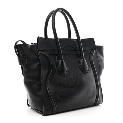 Celine Drummed Calfskin Micro Luggage Black 3 of 10