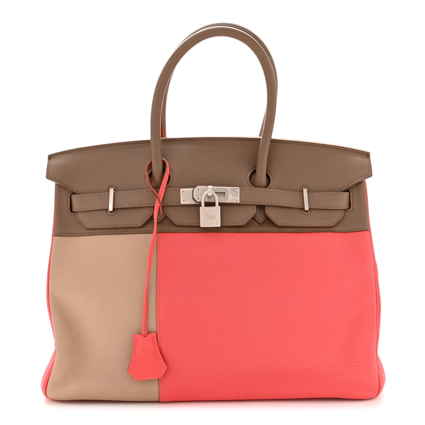 Togo Tadelakt Swift Casaque Tri-Color Birkin 35 Rose Jaipur Argile Etoupe