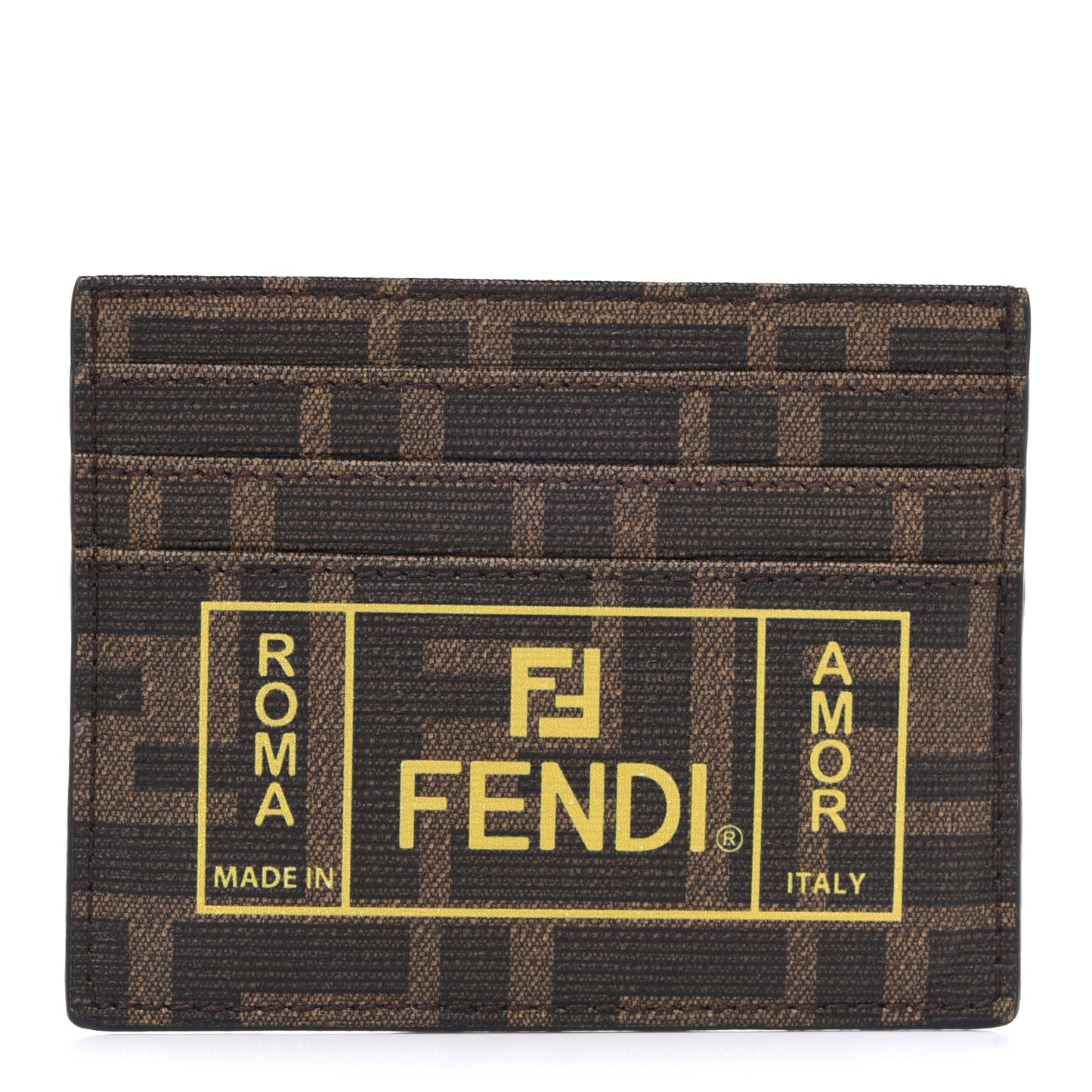 Glazed Fabric FF 1974 Roma Amor Card Holder Tobacco Limone