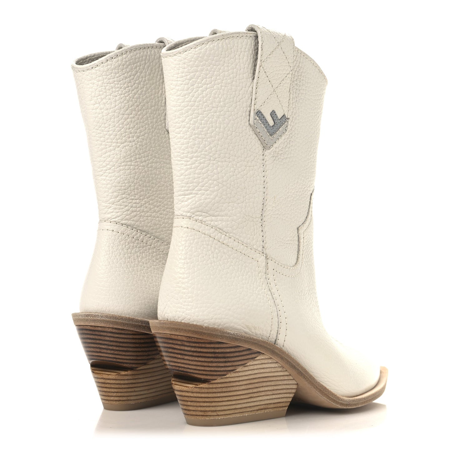 Grained Calfskin Cutwalk Ankle Boots 37.5 White