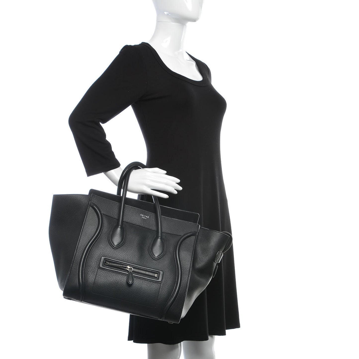 Drummed Calfskin Mini Luggage Black