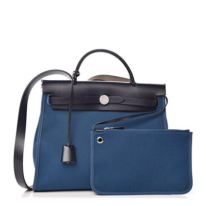 Hermes Military Toile Vache Hunter Zip 31 PM Deep Bleu 1 of 11