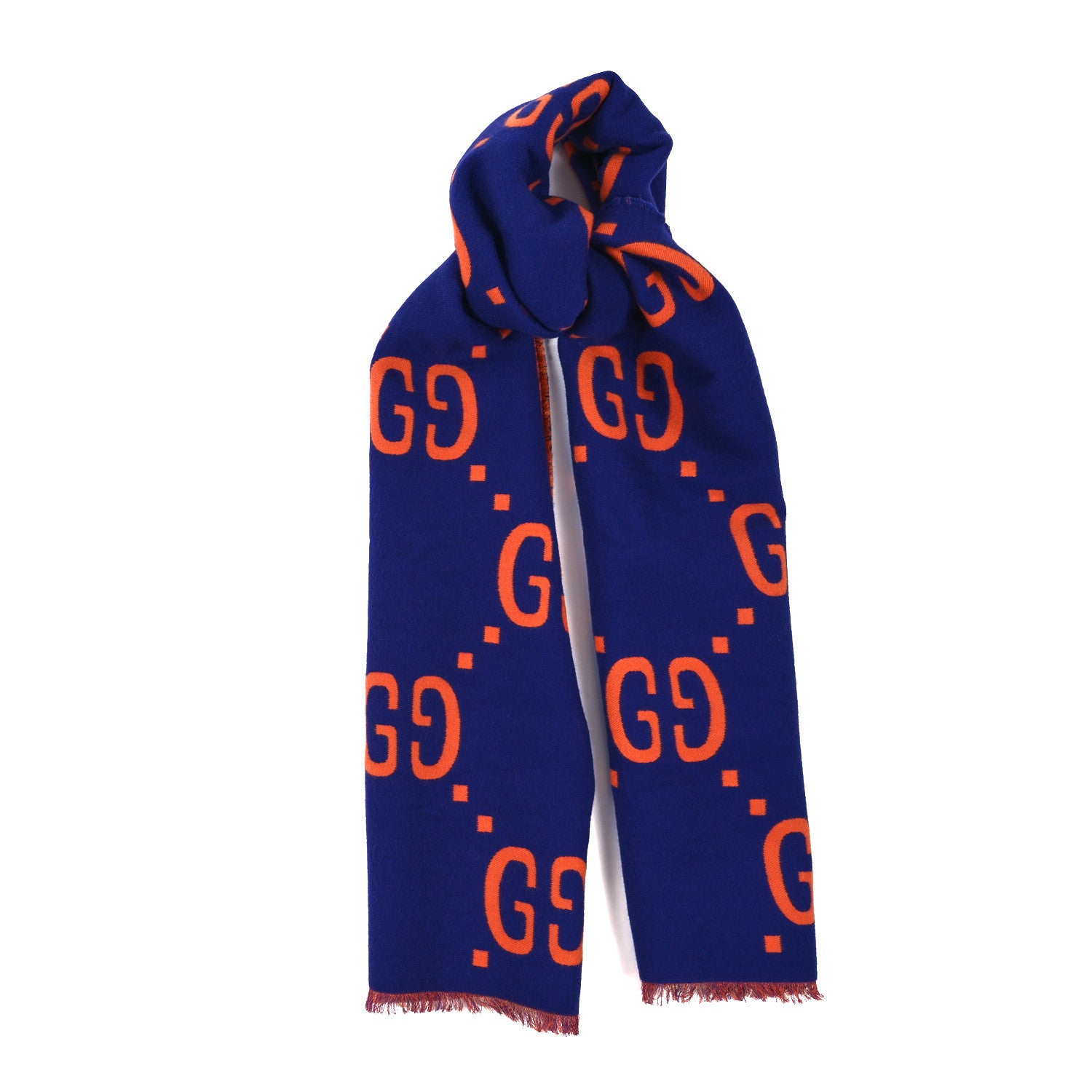 Gucci Wool Silk Monogram Jumbo GG Freedom Scarf Parma Violet Orange 1 of 3