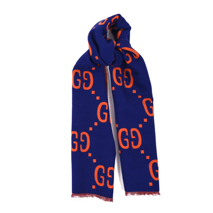 Gucci Wool Silk Monogram Jumbo GG Freedom Scarf Parma Violet Orange 1 of 3