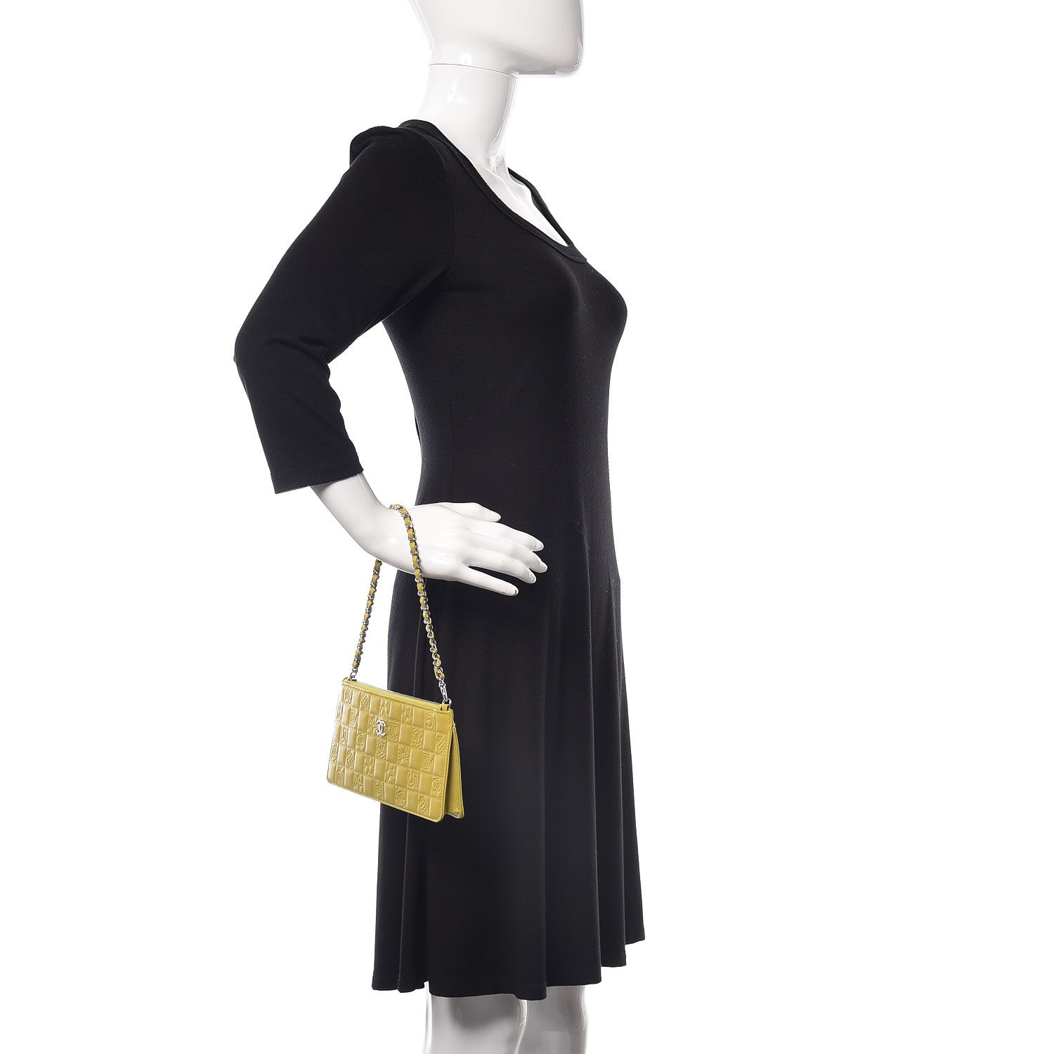 Chanel Lambskin Precious Symbols Pochette Chartreuse 2 of 11