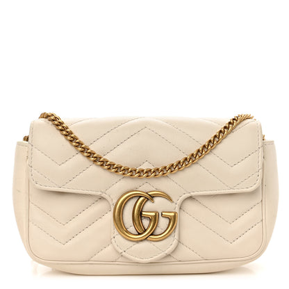 Gucci Calfskin Matelasse Super Mini GG Marmont Shoulder Bag White 1 of 9