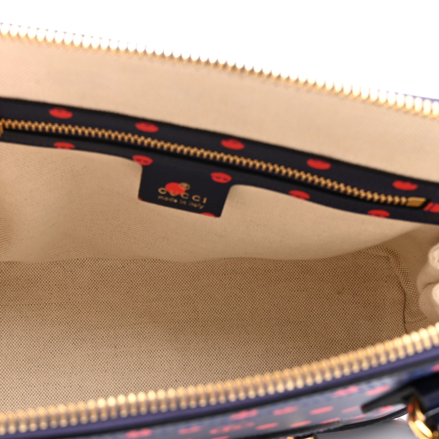 Gucci Shangai Calfskin Polka Dot Small Horsebit 1955 Top Handle Bag Blue Red 5 of 10