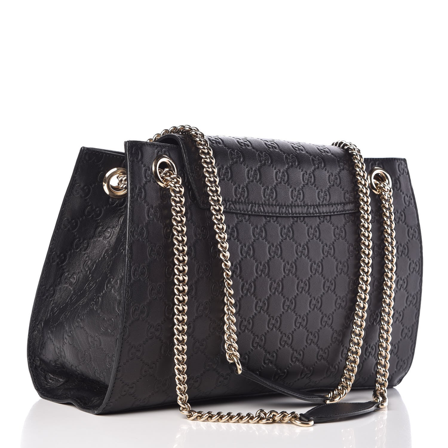 Gucci Guccissima Large Emily Chain Shoulder Bag Black 3 of 13