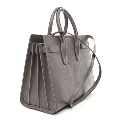 Saint Laurent Lizard Calfskin Embossed Small Sac De Jour Fog 3 of 22