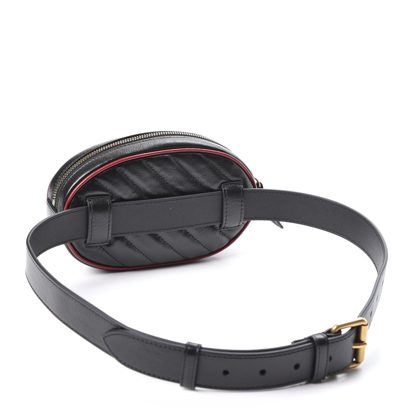 Azalea Calfskin Matelasse Diagonal Torchon GG Marmont Belt Bag 85 34 Black Romantic Cerise