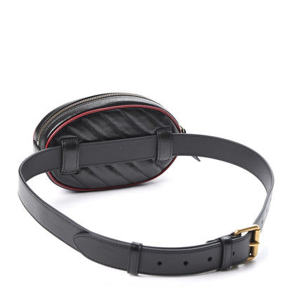 Gucci Azalea Calfskin Matelasse Diagonal Torchon GG Marmont Belt Bag 85 34 Black Romantic Cerise 2 of 10