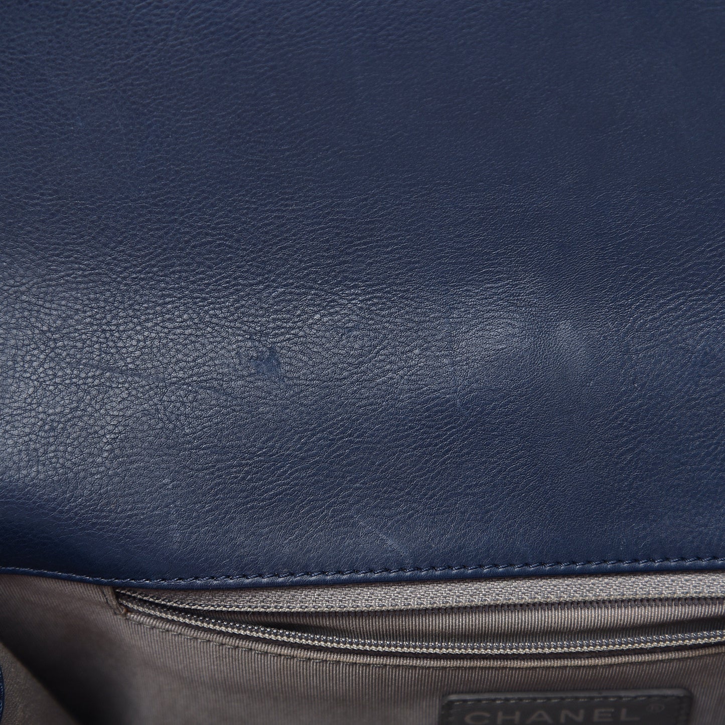 Calfskin Double Stitch New Medium Boy Flap Navy Blue