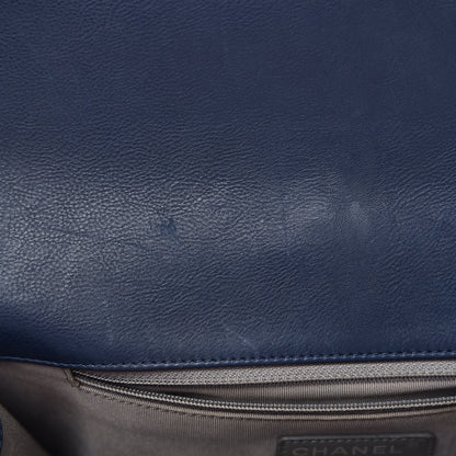 Chanel Calfskin Double Stitch New Medium Boy Flap Navy Blue 7 of 10