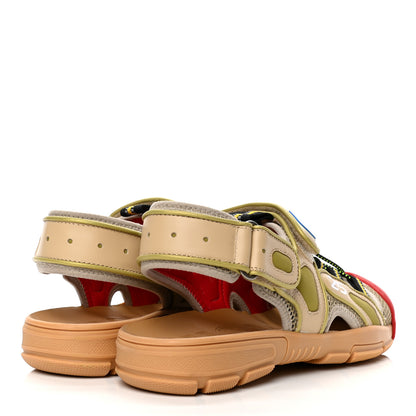Gucci Mesh Fabric Mens Tinsel Sport Sandals 9 Beige Red 3 of 4