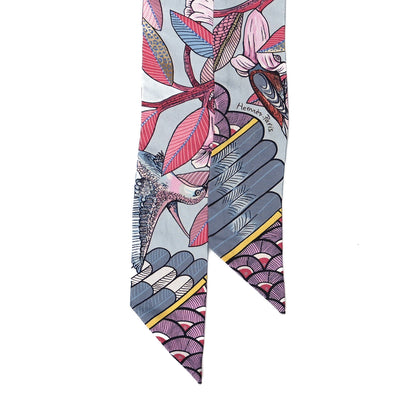 Hermes Silk Tree Of Song Twilly Bleu Pale Rose Blue Jean 2 of 4