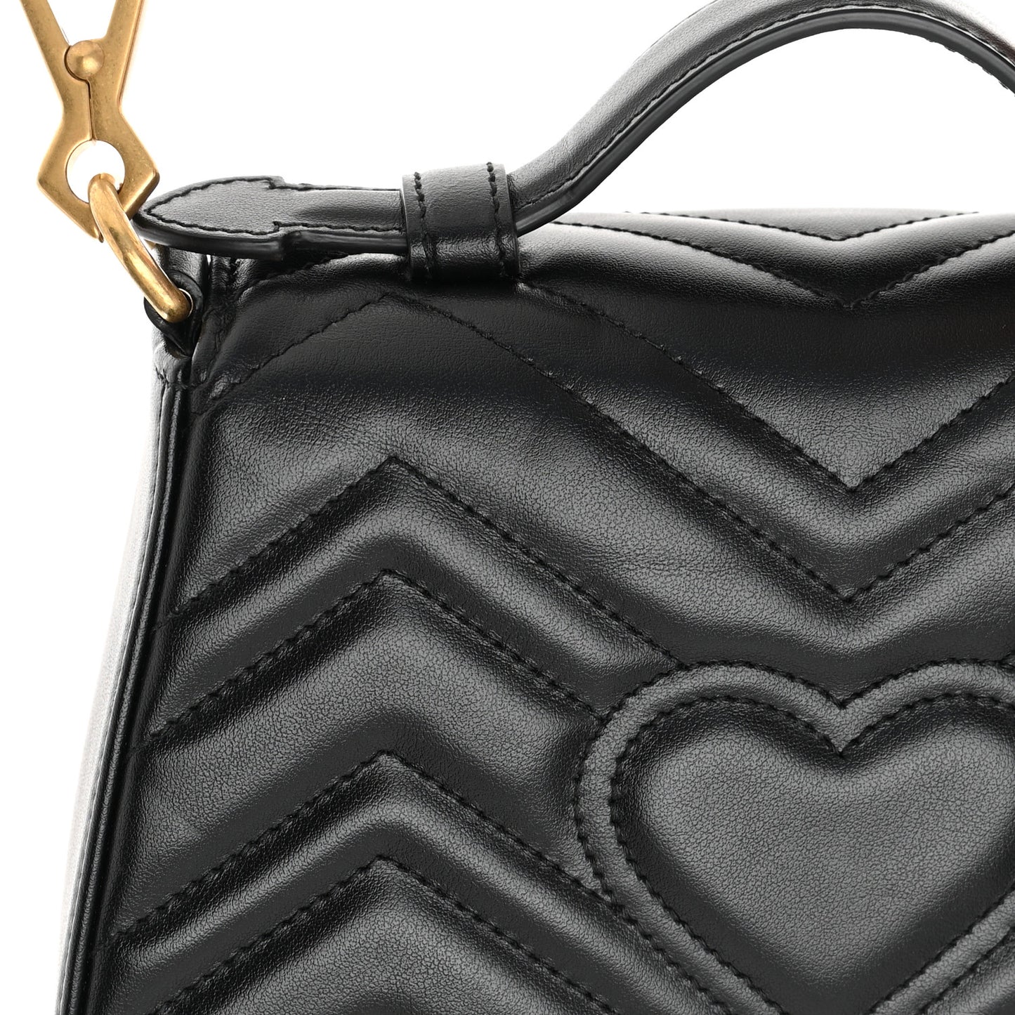 Calfskin Matelasse Mini GG Marmont Top Handle Shoulder Bag Black