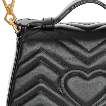 Gucci Calfskin Matelasse Mini GG Marmont Top Handle Shoulder Bag Black 12 of 13