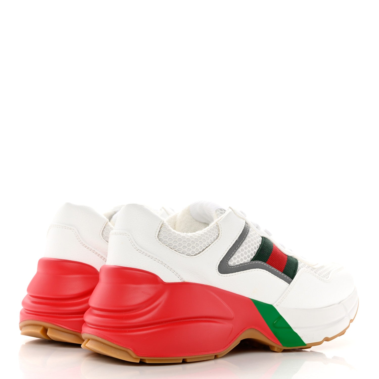 Gucci Lavaredo Eco Fabric Mesh Web Womens Rhyton Reflective Sneakers 36.5 Great White Green Red Silver 4 of 12