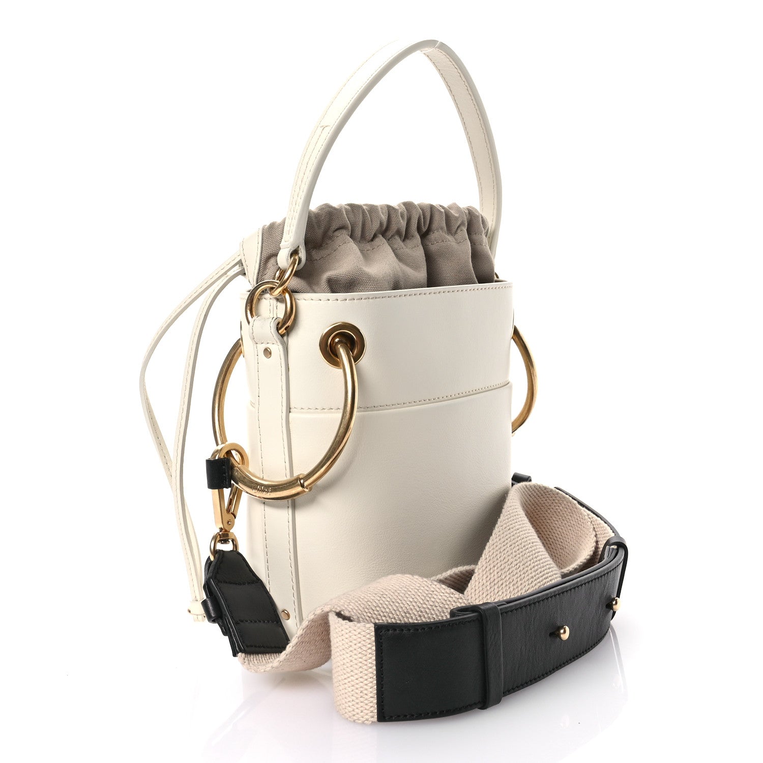 Chloe Smooth Calfskin Mini Roy Bucket Bag Natural White 3 of 10