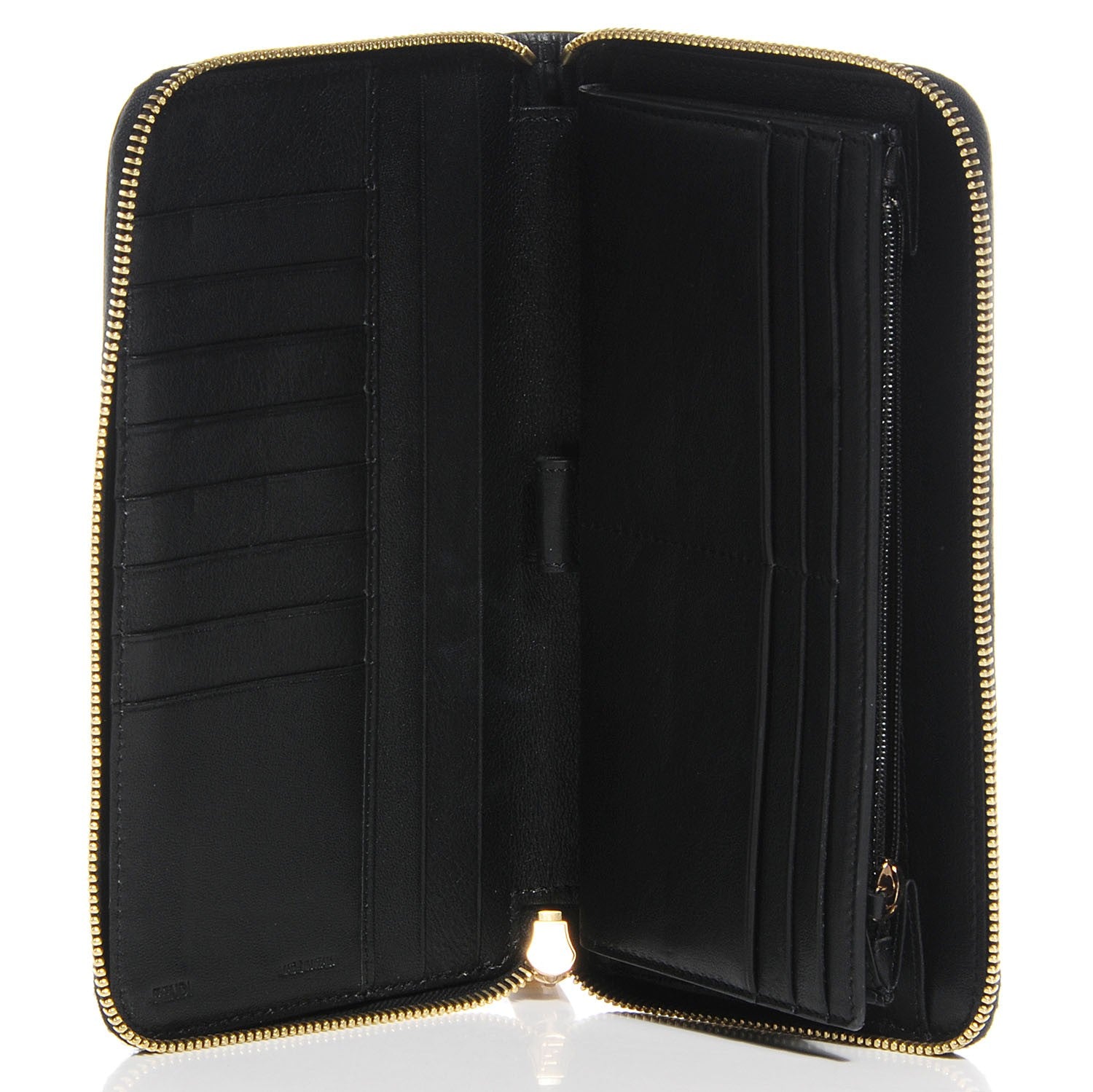 Fendi Pequin Cuoio Vegetale Zip Around Wallet Tobacco Black 5 of 7
