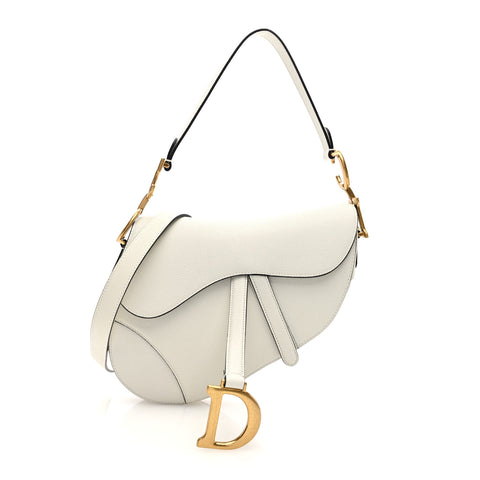 Grained Calfskin Saddle Bag With Strap Latte