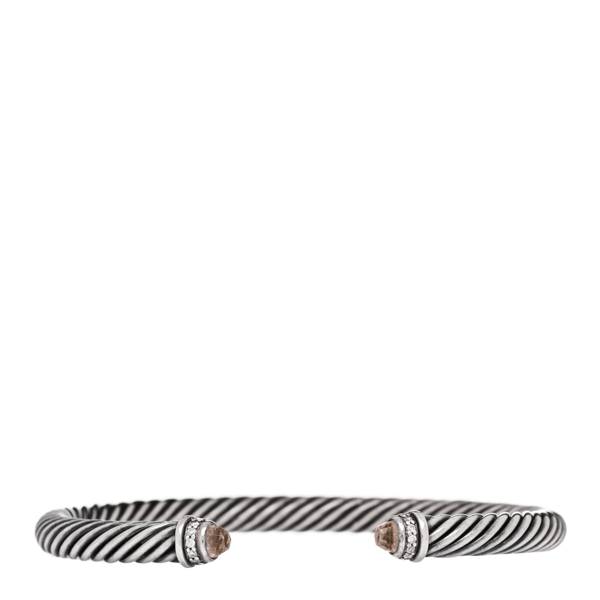 Sterling Silver Diamond Morganite 5mm Cable Classics Bracelet