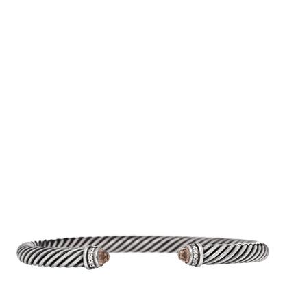 David Yurman Sterling Silver Diamond Morganite 5mm Cable Classics Bracelet 1 of 3