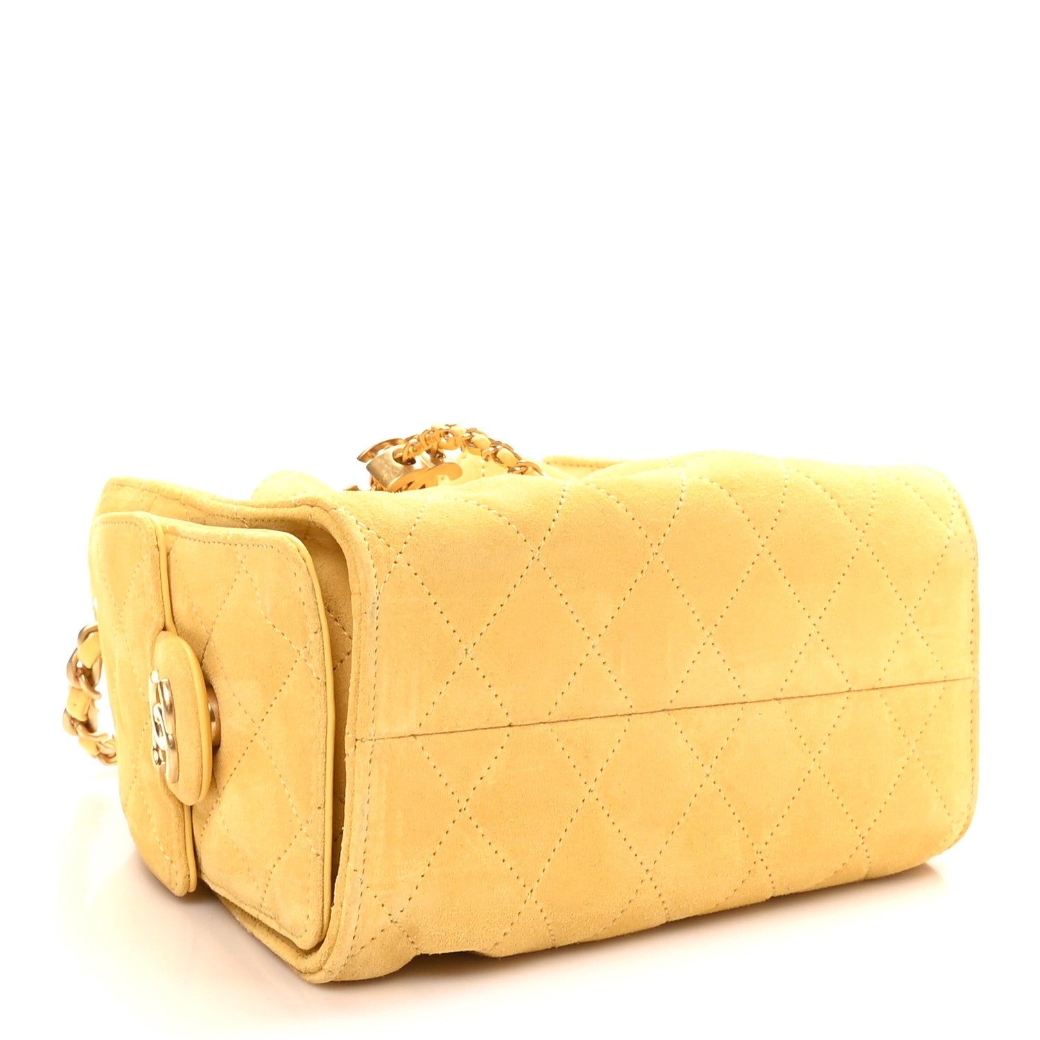 Chanel Suede Quilted Mini Chanel 25 Handbag Yellow 3 of 9