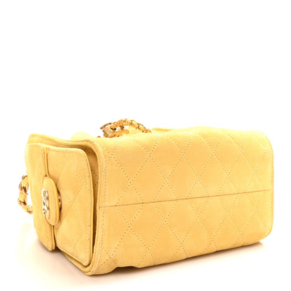 Chanel Suede Quilted Mini Chanel 25 Handbag Yellow 3 of 9