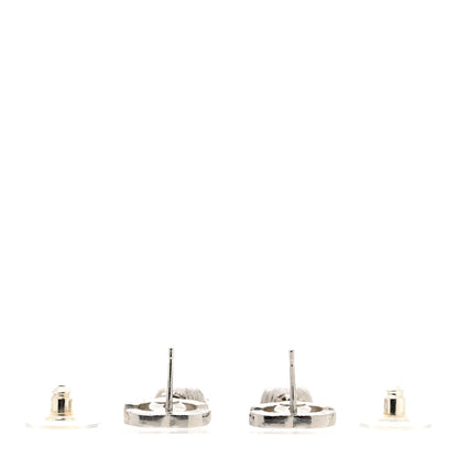 Chanel Metal Crystal CC Drop Earrings Silver 3 of 5