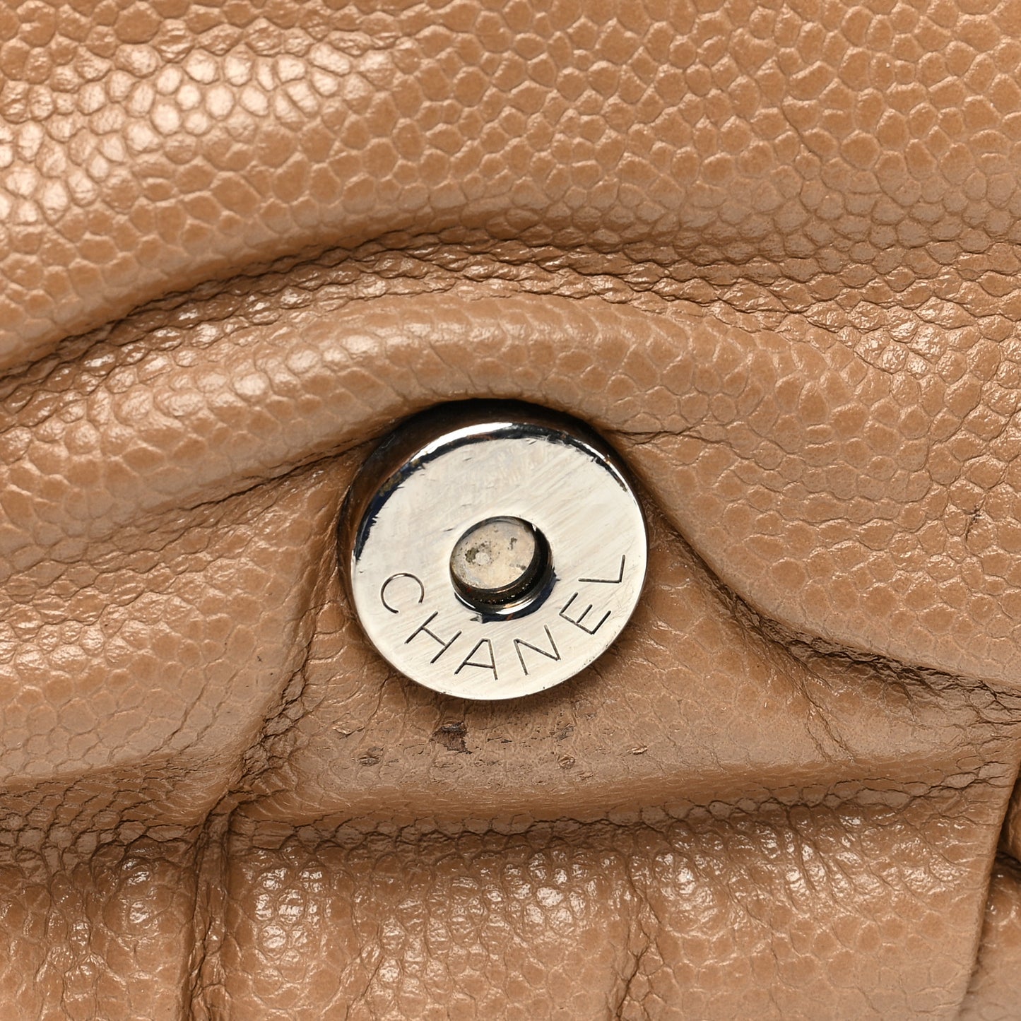 Caviar Large Half Moon Flap Dark Beige