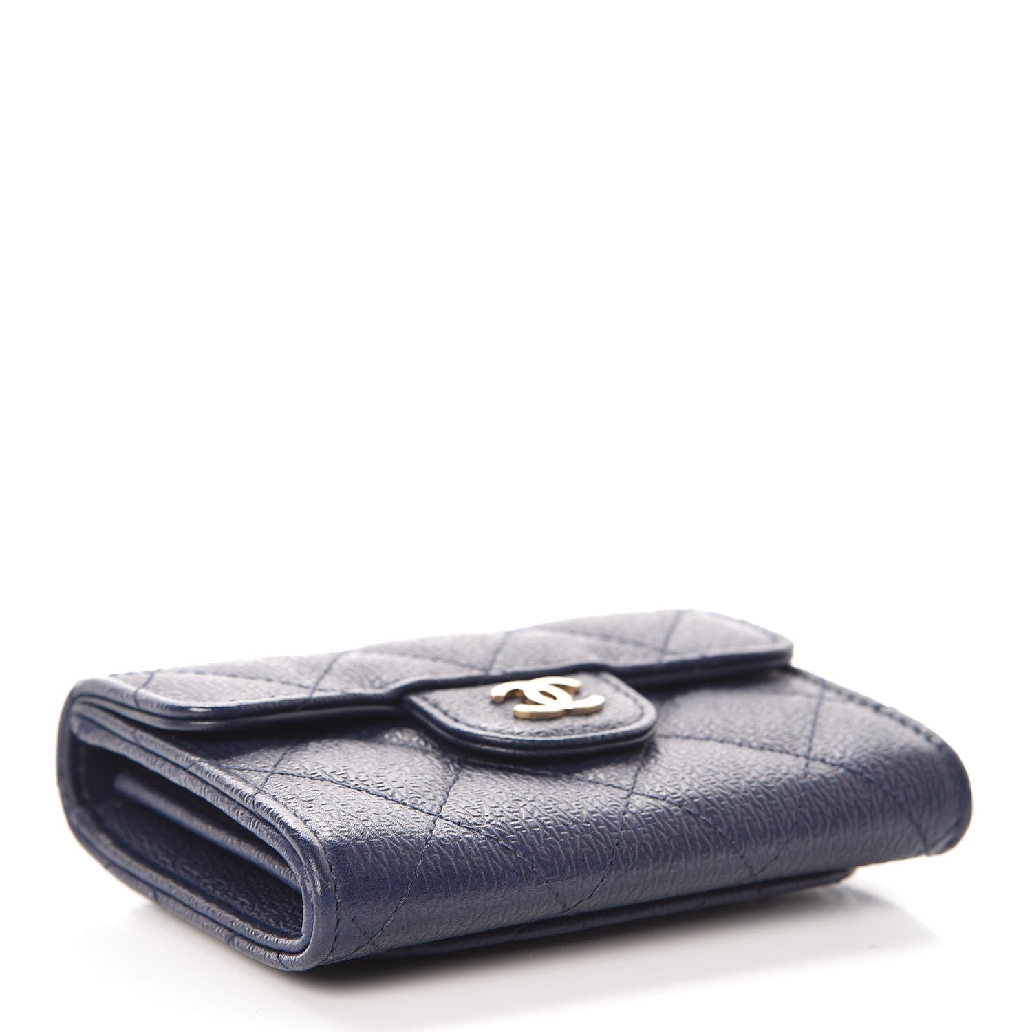 Chanel Letter Calfskin Embossed Quilted Card Holder Dark Blue 4 of 8
