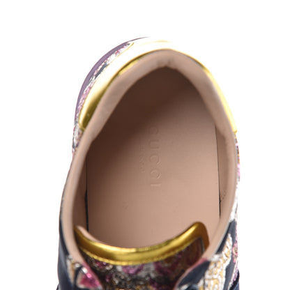 Gucci Lurex Brocade Web Nappa Womens Ace Sneakers 38 Black Pink Oro Vecchio 11 of 12