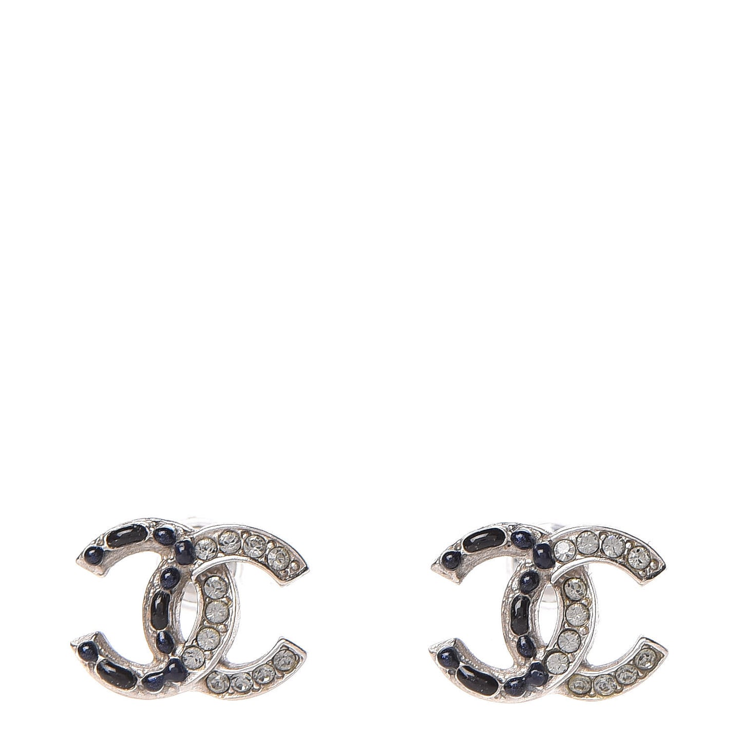 Crystal Resin CC Earrings Silver Black