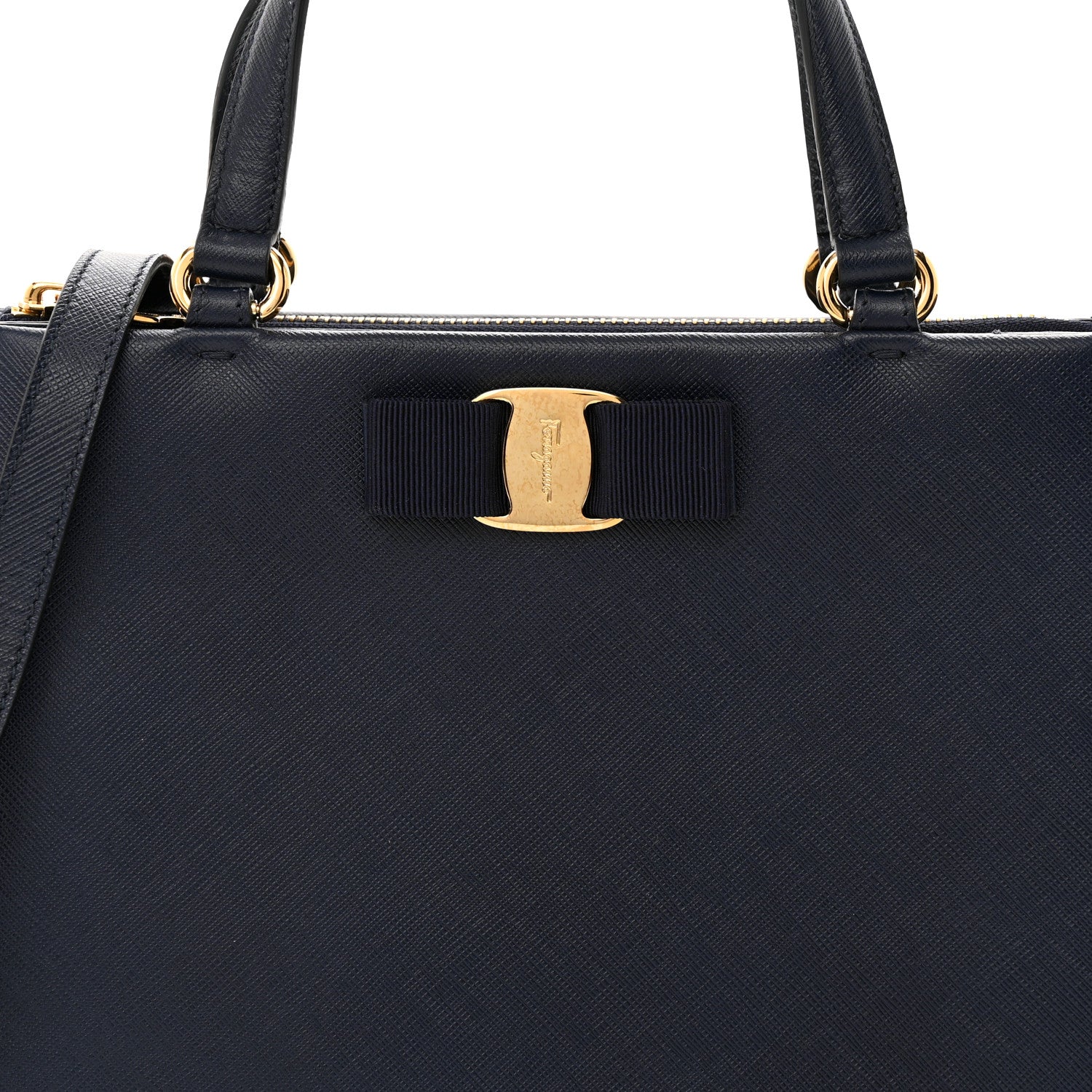 Salvatore Ferragamo Printed Calfskin Tracy Vara Tote Oxford Blue 9 of 15