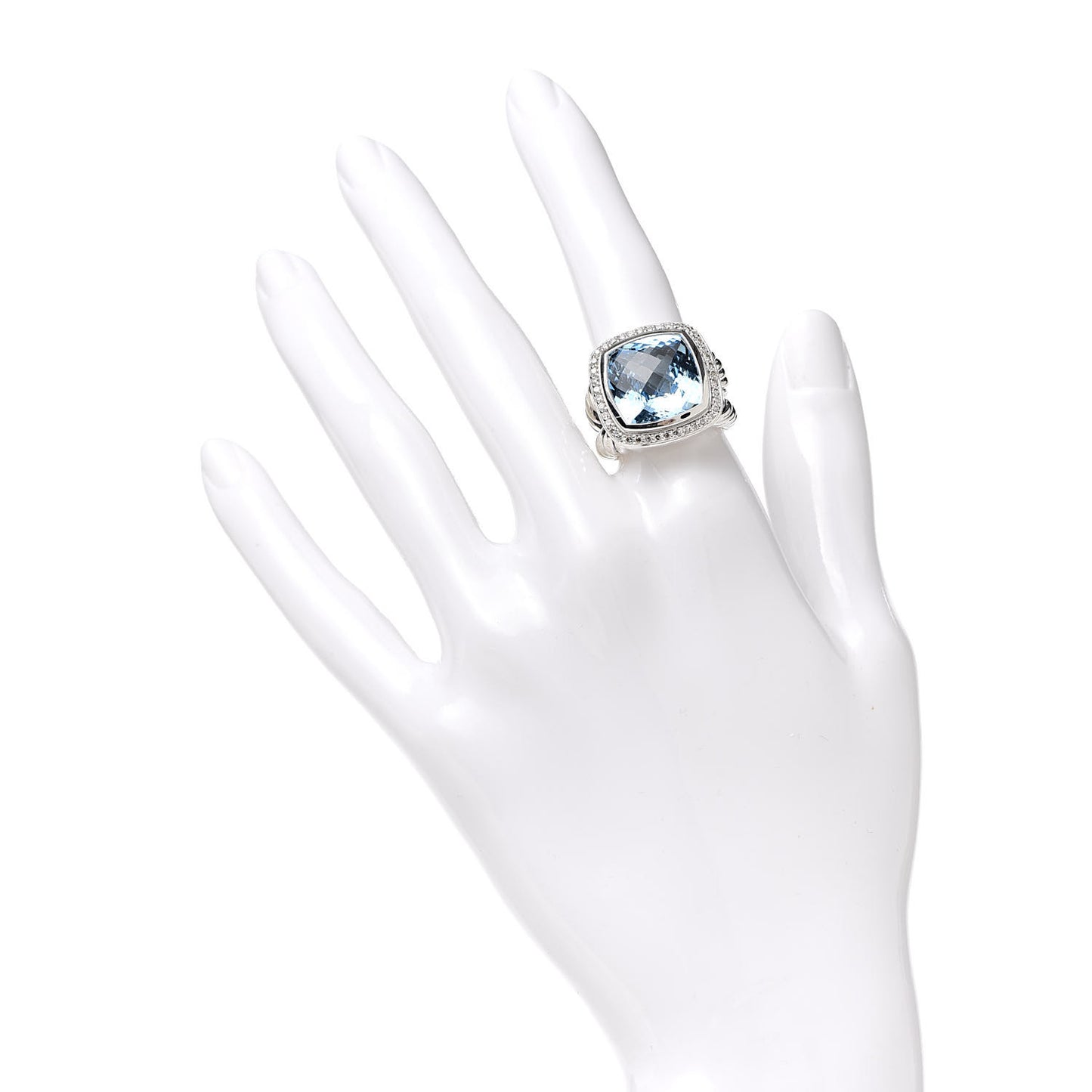 Sterling Silver Diamond Blue Topaz 14mm Albion Ring 53 6.25