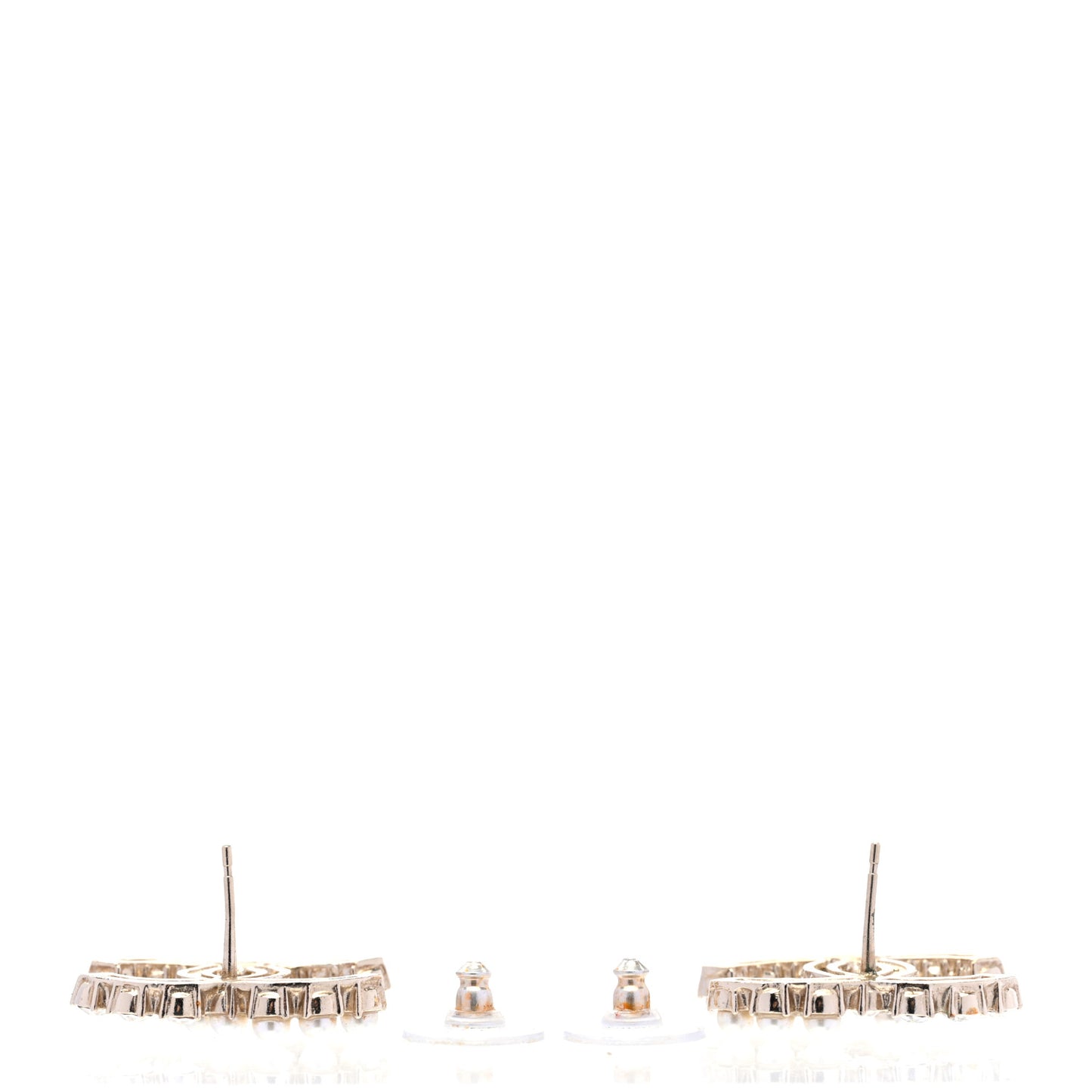 Crystal Pearl CC Dazzling Domino Earrings Gold