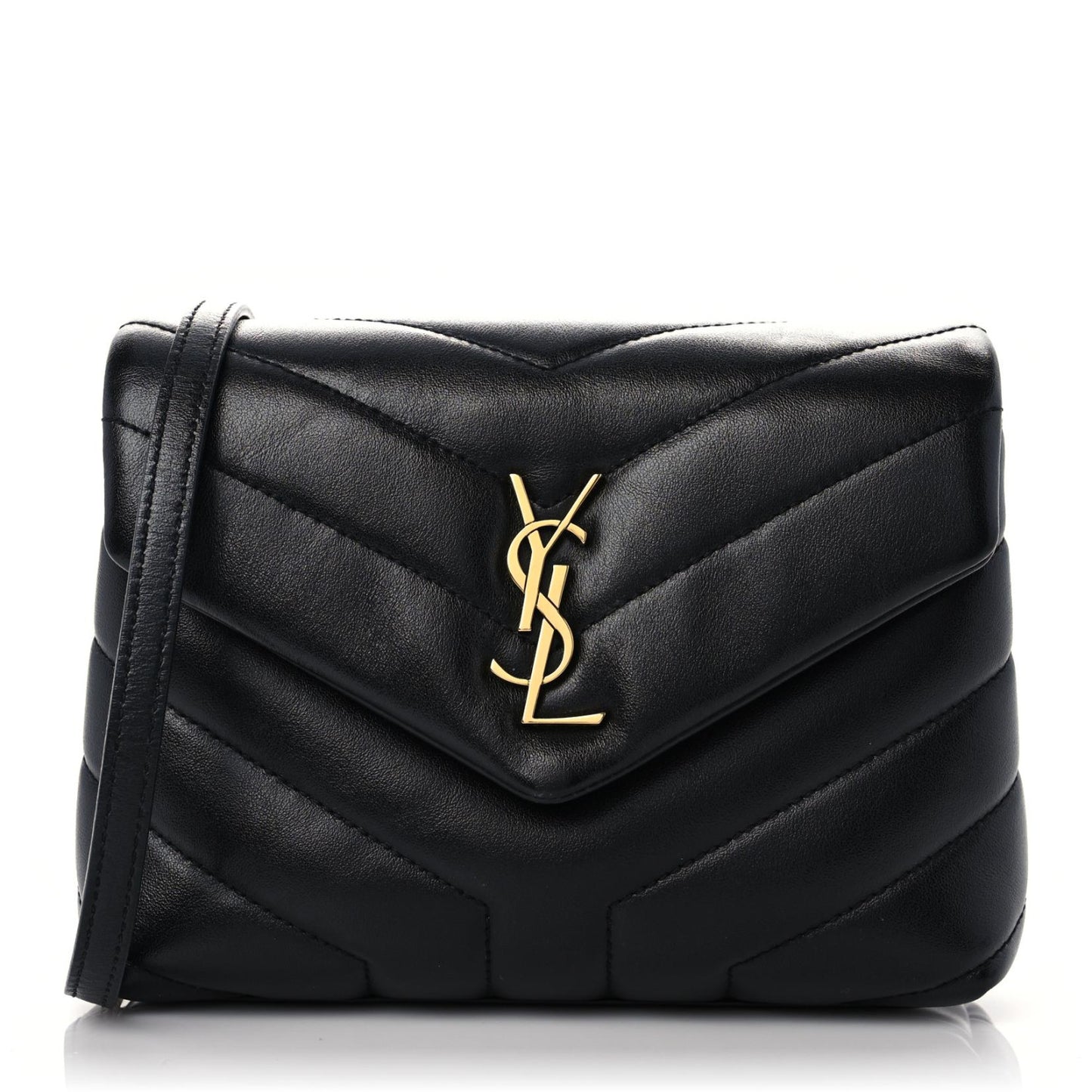 Calfskin Y Quilted Monogram Toy Loulou Crossbody Bag Black